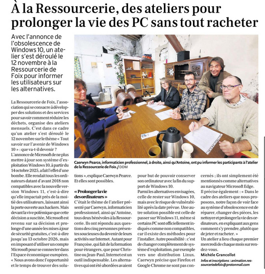 Article de La Dépêche du 17 novembre 2025.